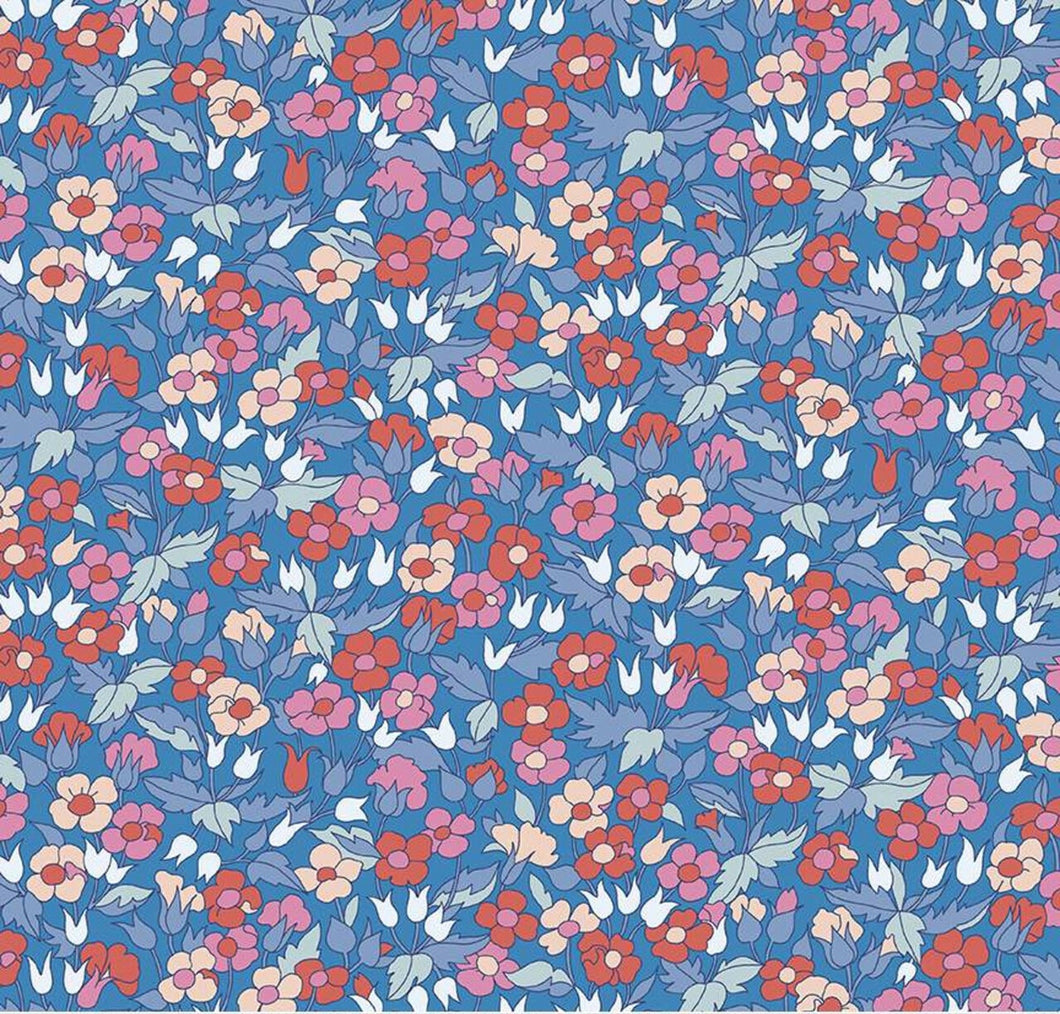 Carnaby Piccadilly Poppy Mid Blue- Liberty Fabrics